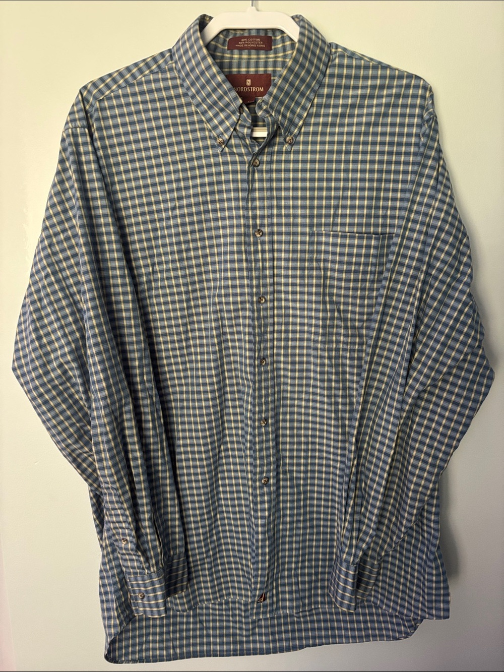 Nordstrom Men’s Blue and White Checked Button-Down Shirt